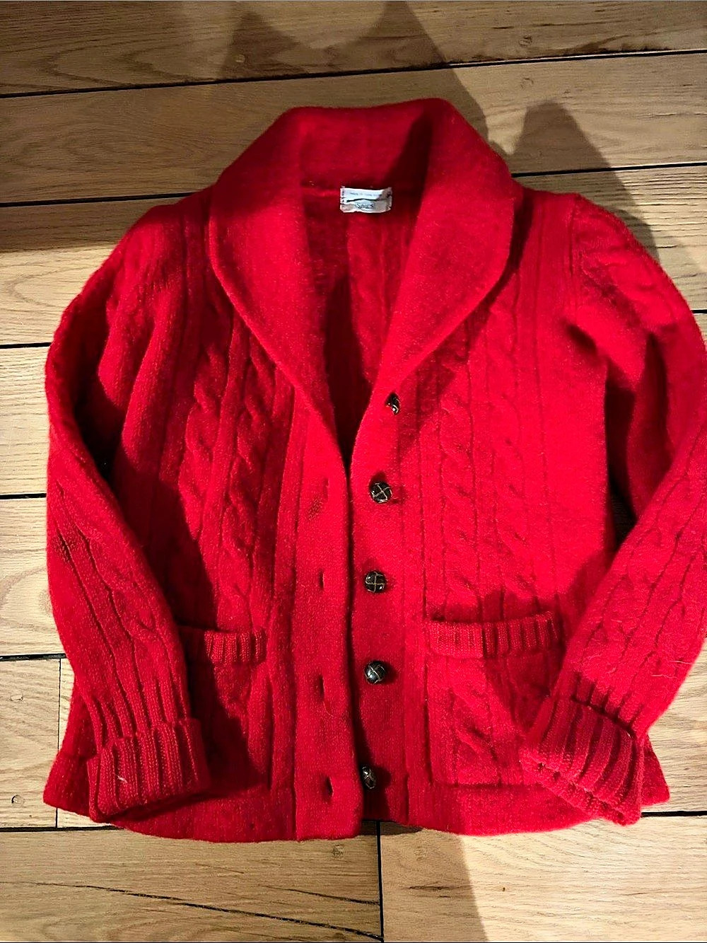 Vintage Sears Cable Knit Cardigan in Red Size D/7